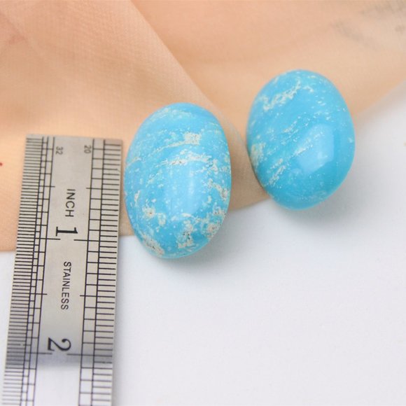 🌹Vintage Glorius sky blue oval shape stud earring - Picture 9 of 15